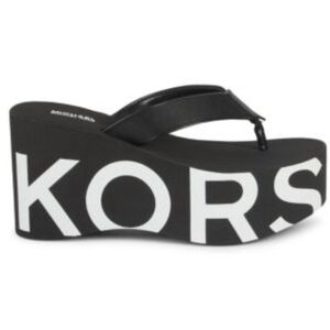 Michael Kors Benny Wedge Platform Flip Flops - women's sz10  black/white